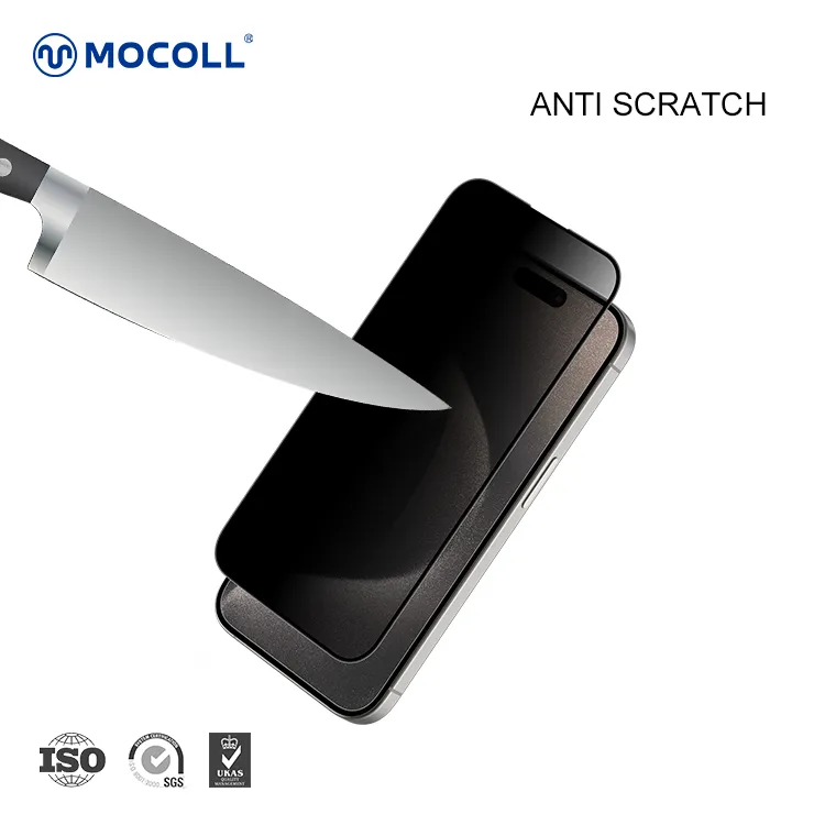 Mocoll 2.5D Full Cover Privacy Tempered Glass/Screen Protector for iPhone 15 Pro