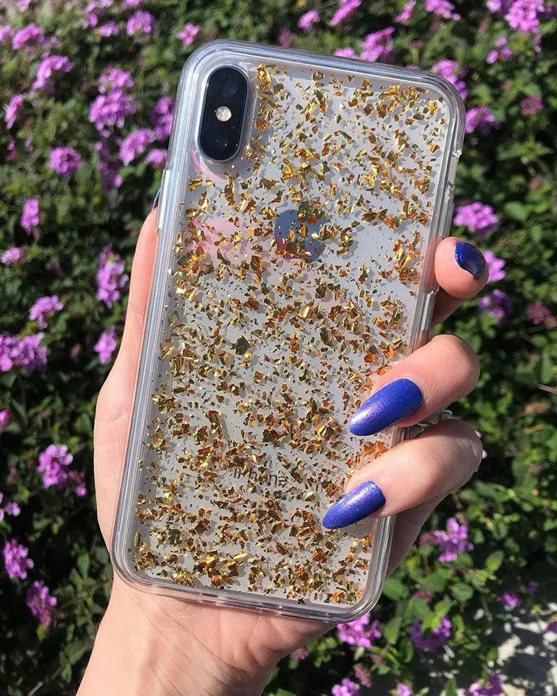 Morning Sparkle | Rose and Gold Flaked Clear Case