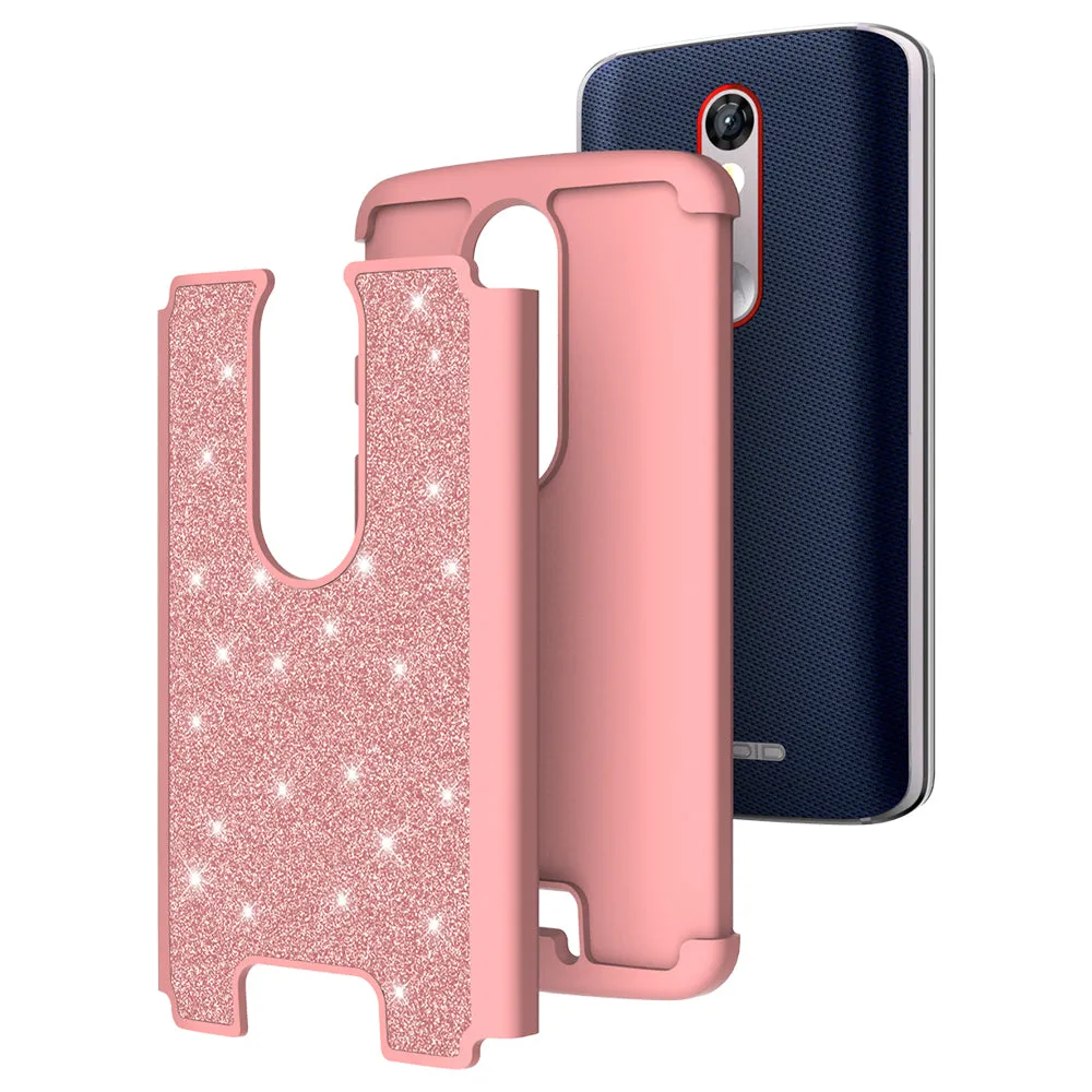 Motorola Droid Turbo 2 Case | Moto X Force Case | Kinzie Bounce Case, Glitter Bling Heavy Duty Shock Proof Hybrid Case with [HD Screen Protector] Dual Layer Protective Phone Case Cover for Motorola Droid Turbo 2/X Force/Kinzie Bounce - Rose Gold
