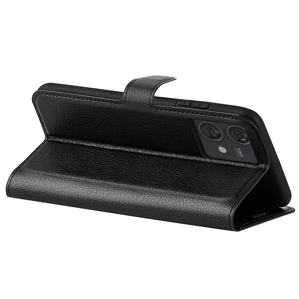 Motorola Edge 40 Neo Leather Case Flip Cover Litchi Look - Black