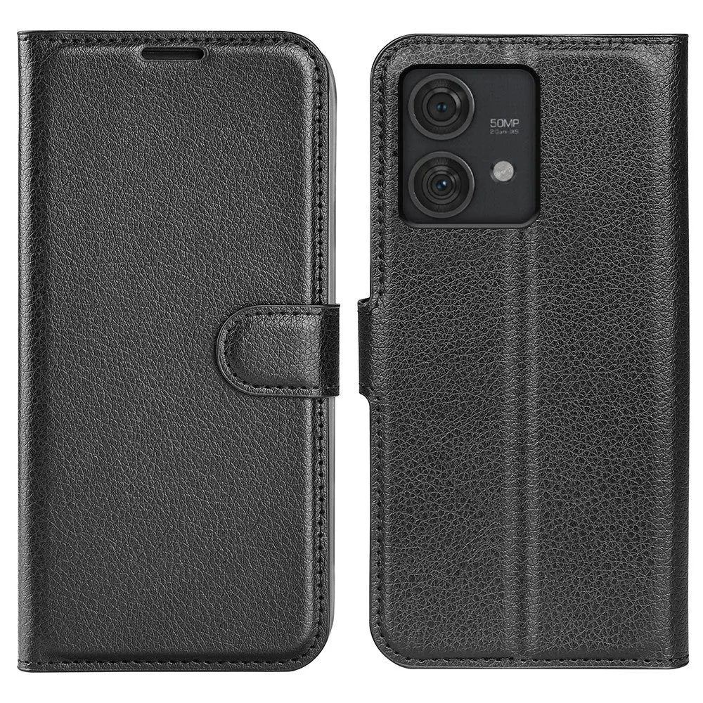 Motorola Edge 40 Neo Leather Case Flip Cover Litchi Look - Black