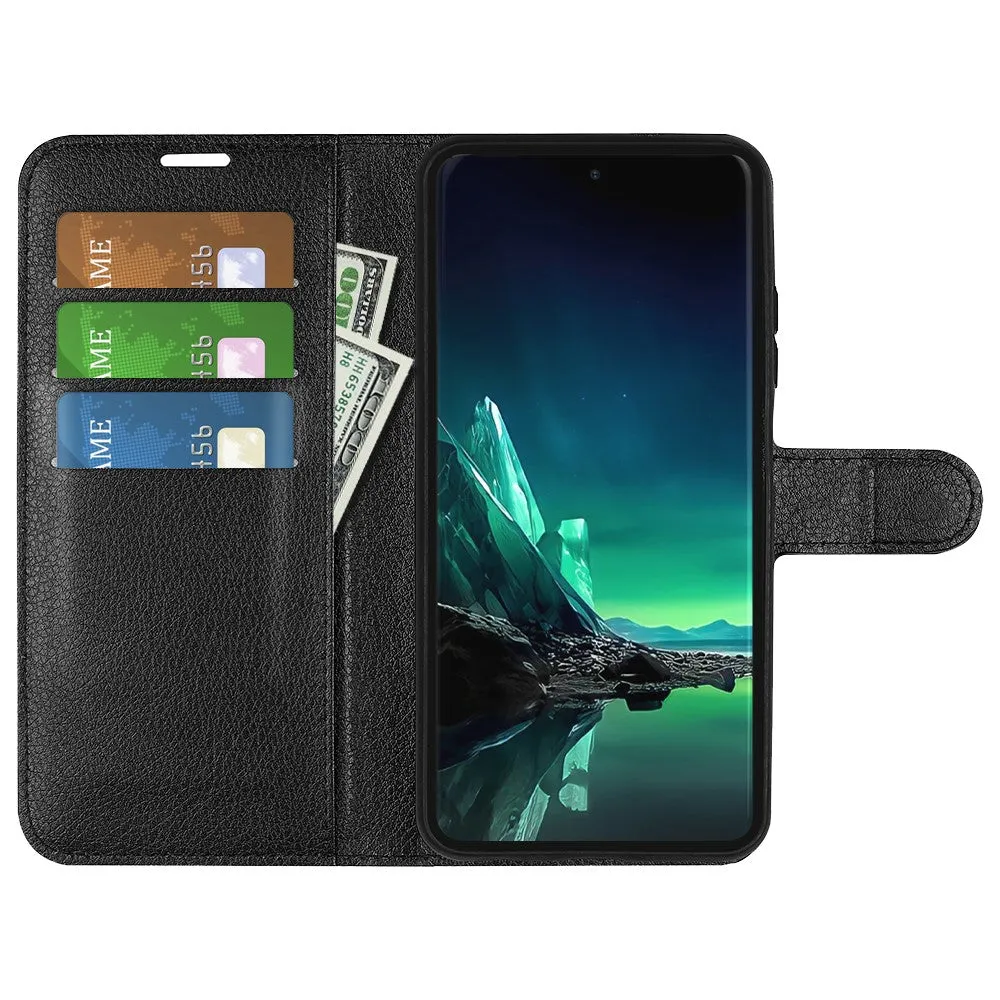 Motorola Edge 40 Neo Leather Case Flip Cover Litchi Look - Black
