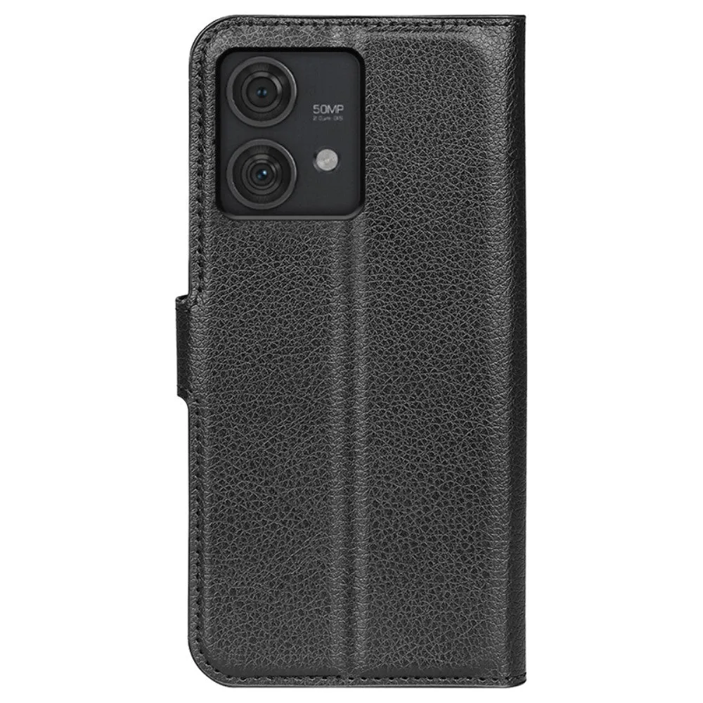 Motorola Edge 40 Neo Leather Case Flip Cover Litchi Look - Black