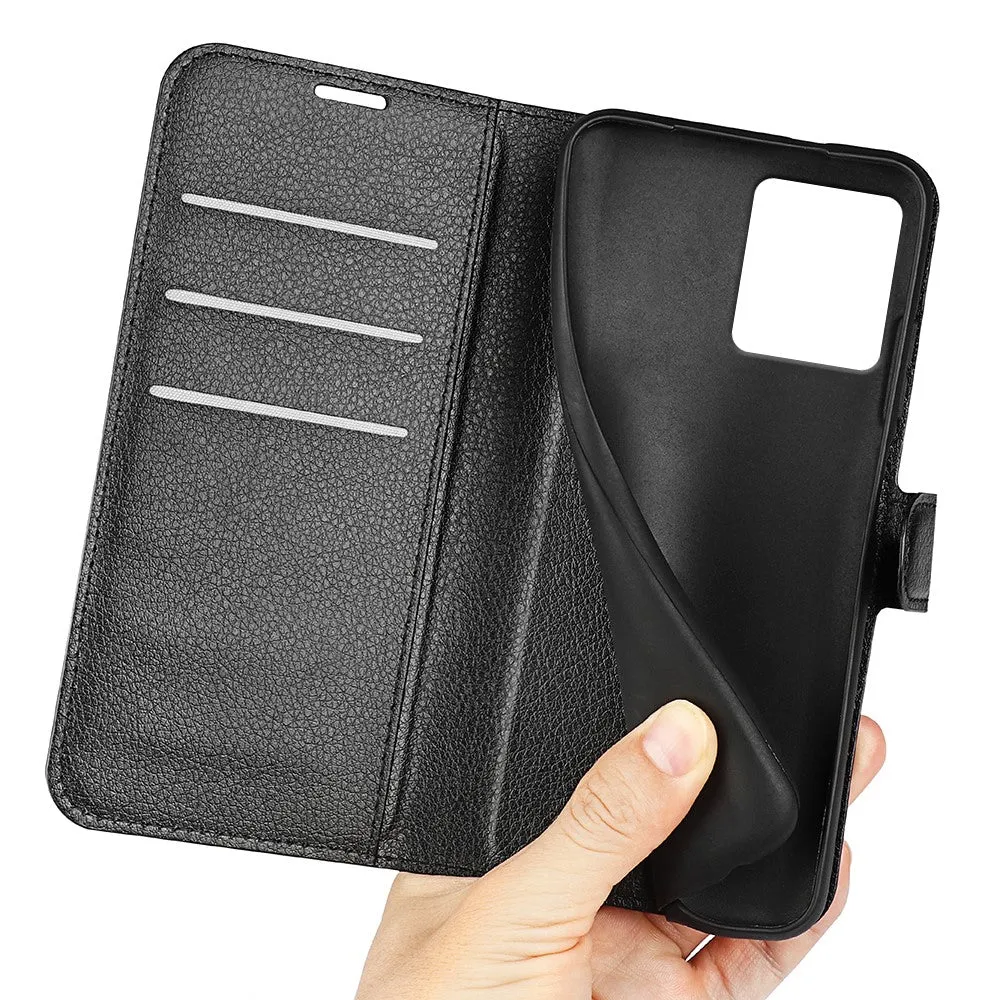 Motorola Edge 40 Neo Leather Case Flip Cover Litchi Look - Black