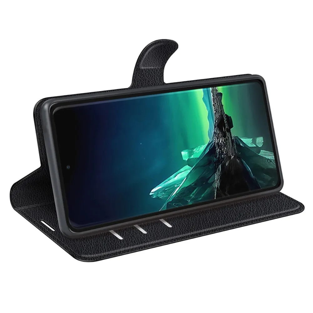 Motorola Edge 40 Neo Leather Case Flip Cover Litchi Look - Black