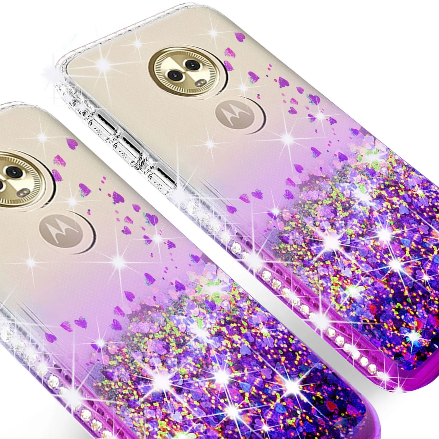 Motorola Moto E5 Plus, e5 Supra Case Liquid Glitter Phone Case Waterfall Floating Quicksand Bling Sparkle Cute Protective Girls Women Cover for Moto E5 Plus/e5 Supra - Purple