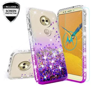 Motorola Moto E5 Plus, e5 Supra Case Liquid Glitter Phone Case Waterfall Floating Quicksand Bling Sparkle Cute Protective Girls Women Cover for Moto E5 Plus/e5 Supra - Purple
