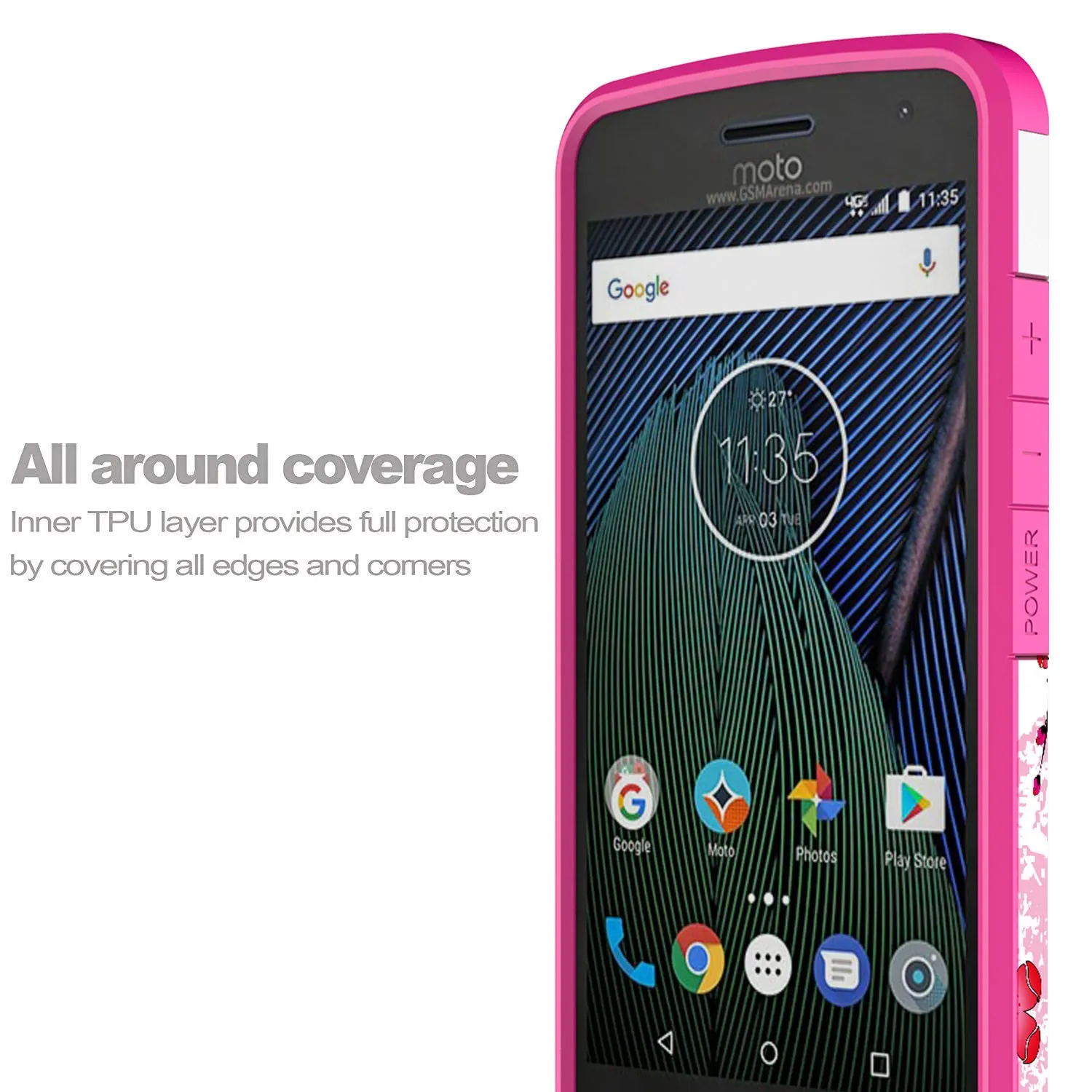 Motorola Moto G5 Plus Case, Slim Hybrid [Shock/Impact Resistant] Dual Layer Protective Case Cover for Moto G5 Plus - Cherry Blossom