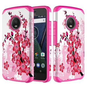Motorola Moto G5 Plus Case, Slim Hybrid [Shock/Impact Resistant] Dual Layer Protective Case Cover for Moto G5 Plus - Cherry Blossom