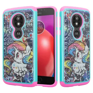 Motorola Moto G6 Play, g6 Forge Case, Slim Hybrid [Shock/Impact Resistant] Crystal Rhinestone Dual Layer Protective Cover for Moto G6 Play - Rainbow Unicorn