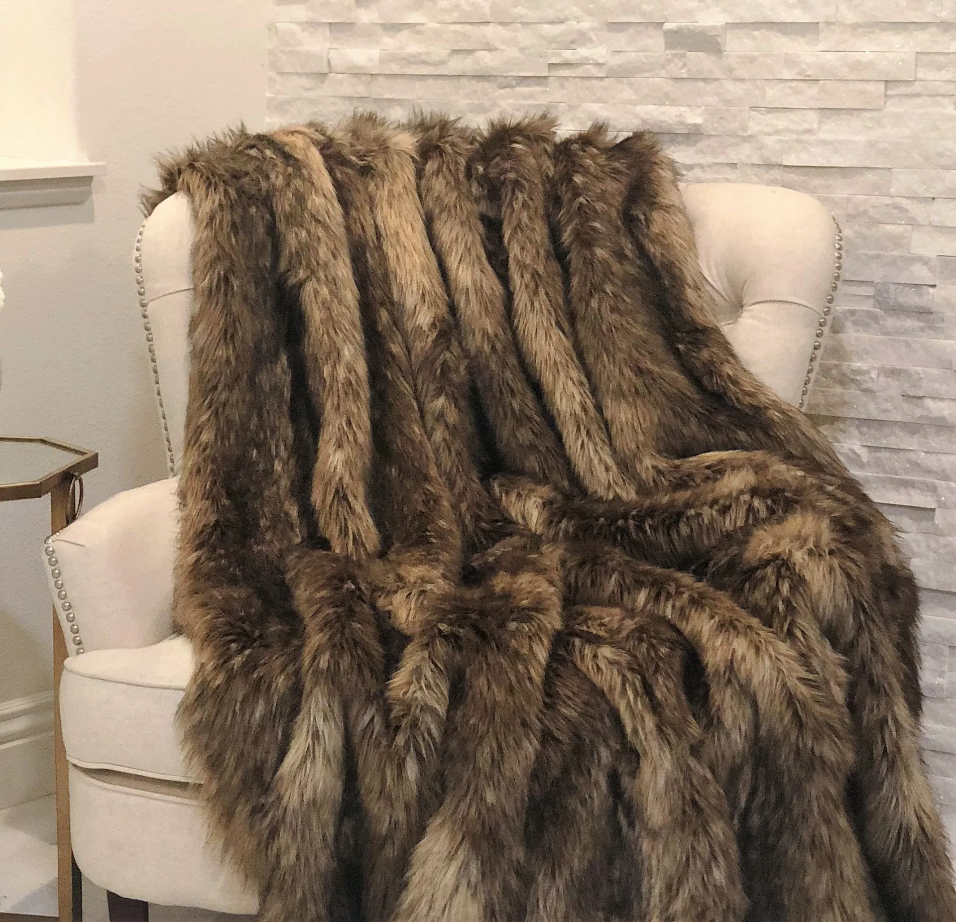 Mountain Coyote Handmade Luxury Throw | Cozy Faux Fur Blanket