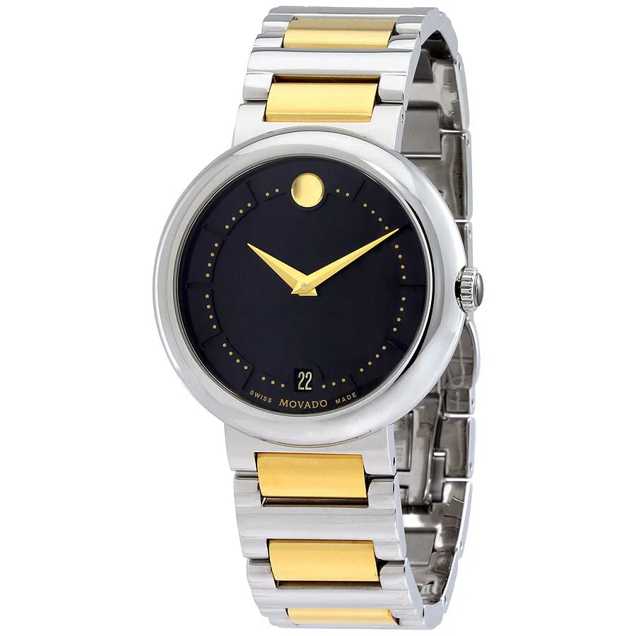 Movado Concerto Black Dial Two-Tone Stainless Steel Bracelet Men's Watch 0606588