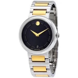Movado Concerto Black Dial Two-Tone Stainless Steel Bracelet Men's Watch 0606588