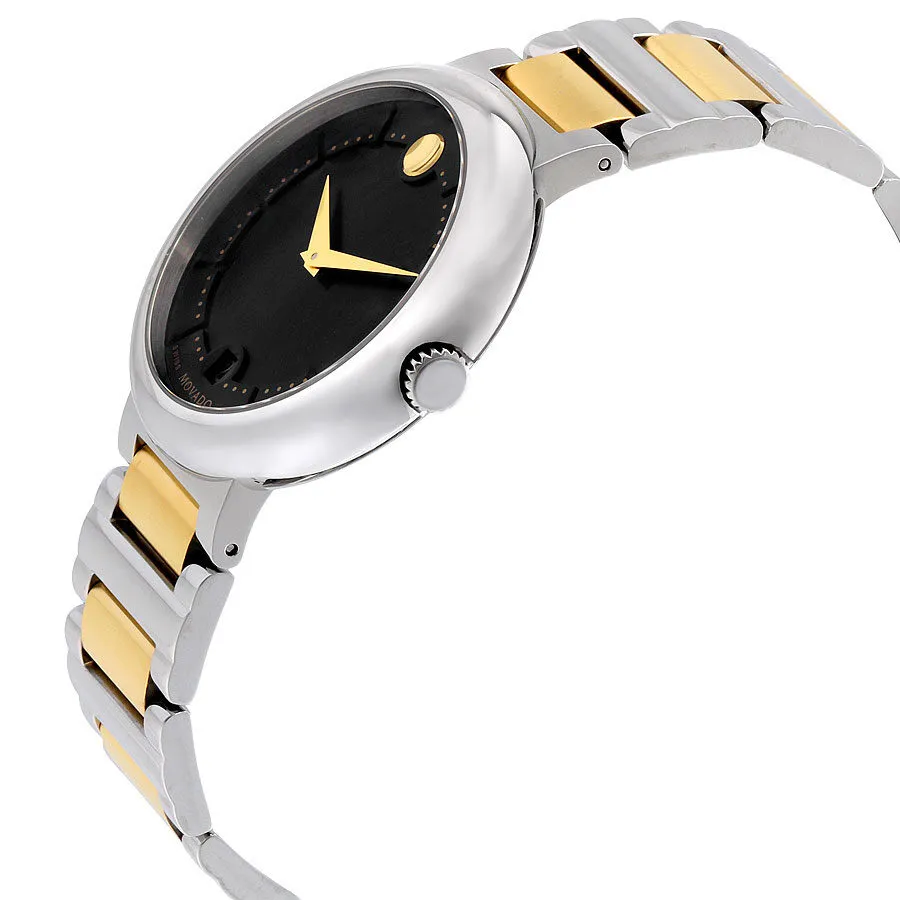 Movado Concerto Black Dial Two-Tone Stainless Steel Bracelet Men's Watch 0606588