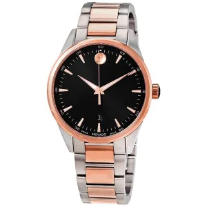 Movado Quartz Black Dial Two-tone Men's Watch 0607359
