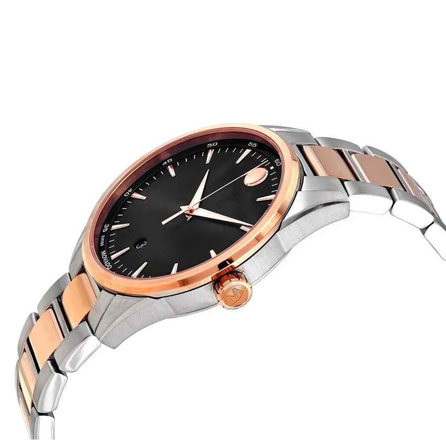 Movado Quartz Black Dial Two-tone Men's Watch 0607359