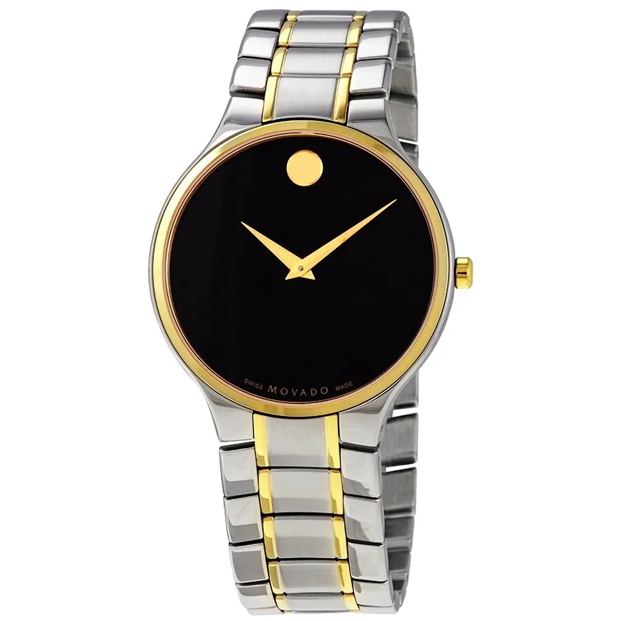 Movado Serio Quartz Black Dial Two-tone Men's Watch 0607284