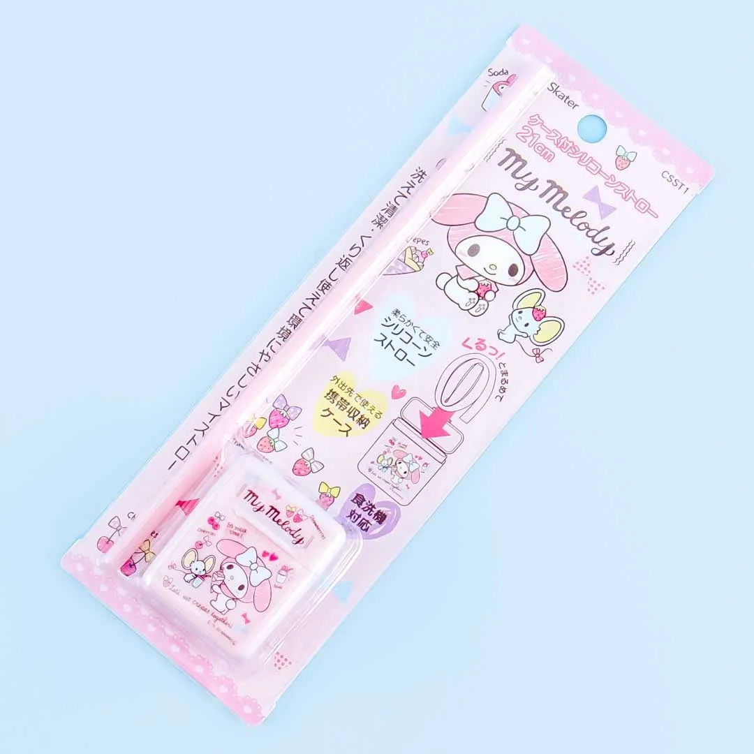 My Melody Pastel Pink Silicone Straw With Case