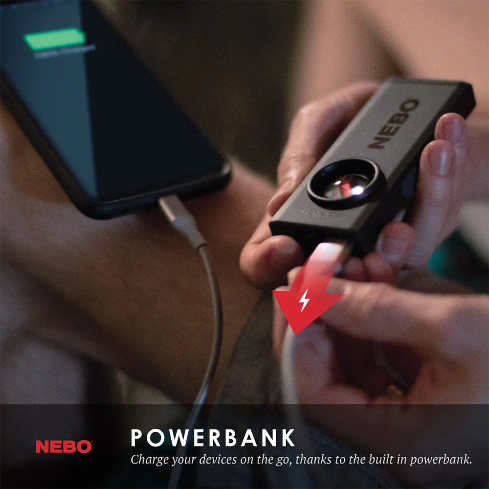 Nebo Slim  Rechargeable Flashlight Power Bank 700 Lumen LED Light with Red Laser Pointer