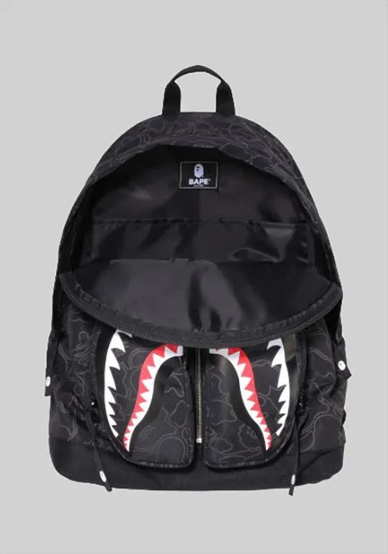 Neon Camo Shark Day Pack - Black
