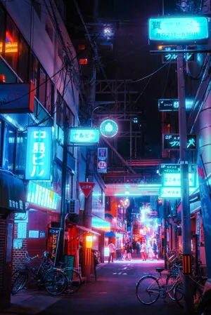 Neon City Night Plexi Glass Wall Art