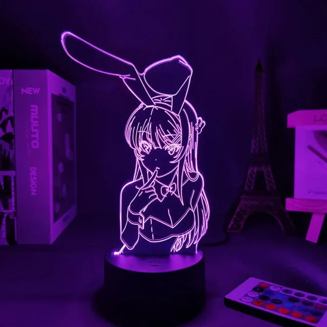 Neon Light Anime Bunny Girl