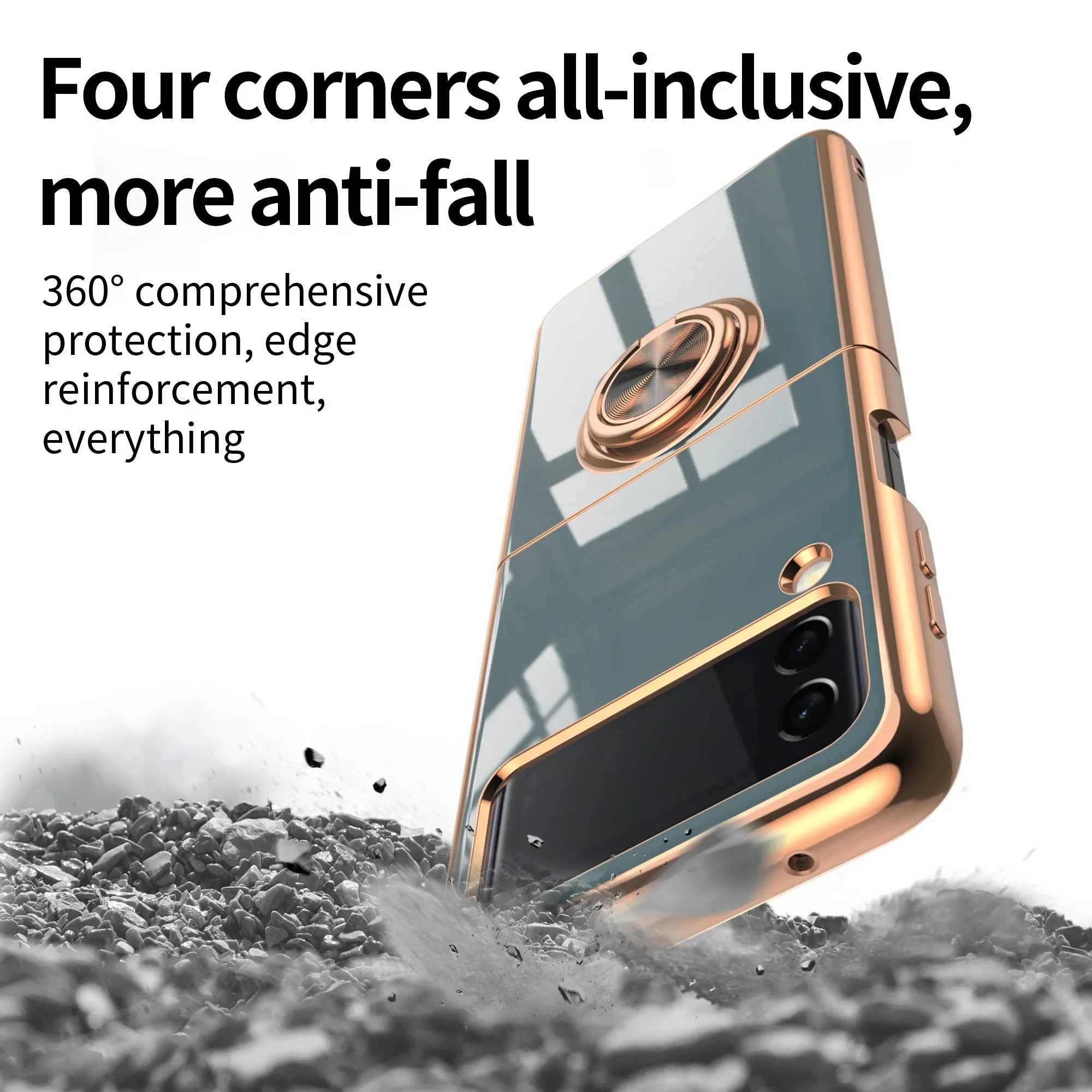 New 6d Luxury Soft Plating Flip Cover Mobile Phone Case With Holder For Samsung Galaxy Z Flip 4 Fold4 Flip 3