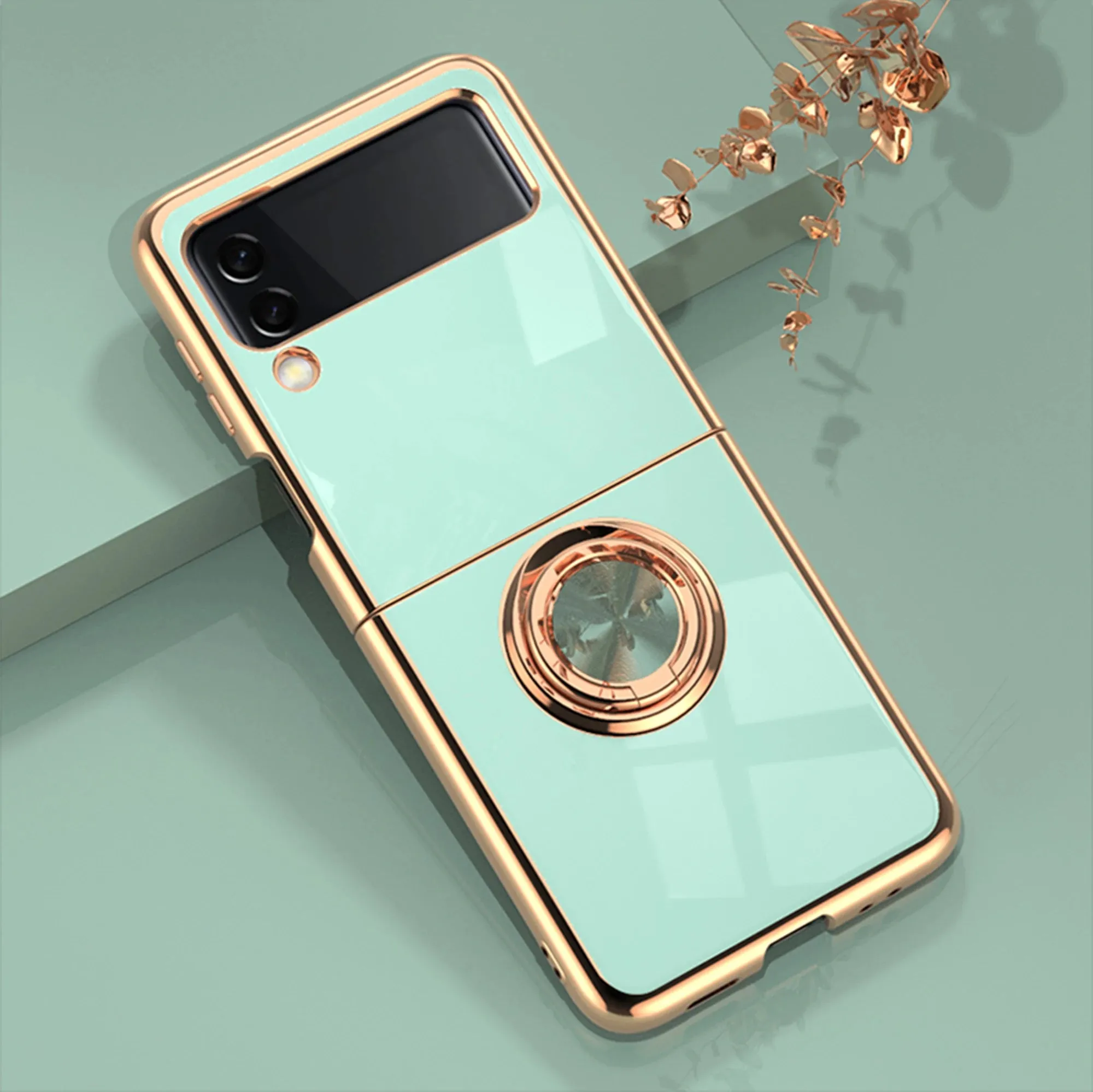 New 6d Luxury Soft Plating Flip Cover Mobile Phone Case With Holder For Samsung Galaxy Z Flip 4 Fold4 Flip 3