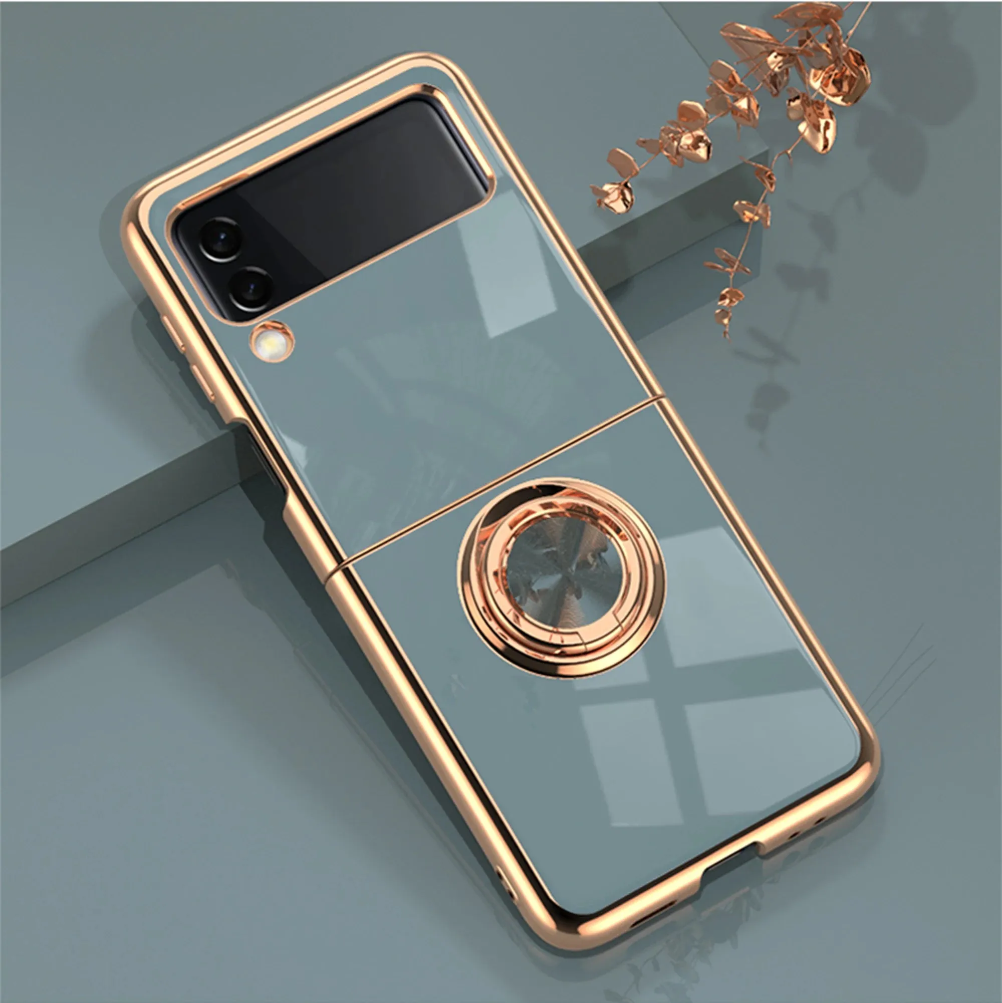 New 6d Luxury Soft Plating Flip Cover Mobile Phone Case With Holder For Samsung Galaxy Z Flip 4 Fold4 Flip 3