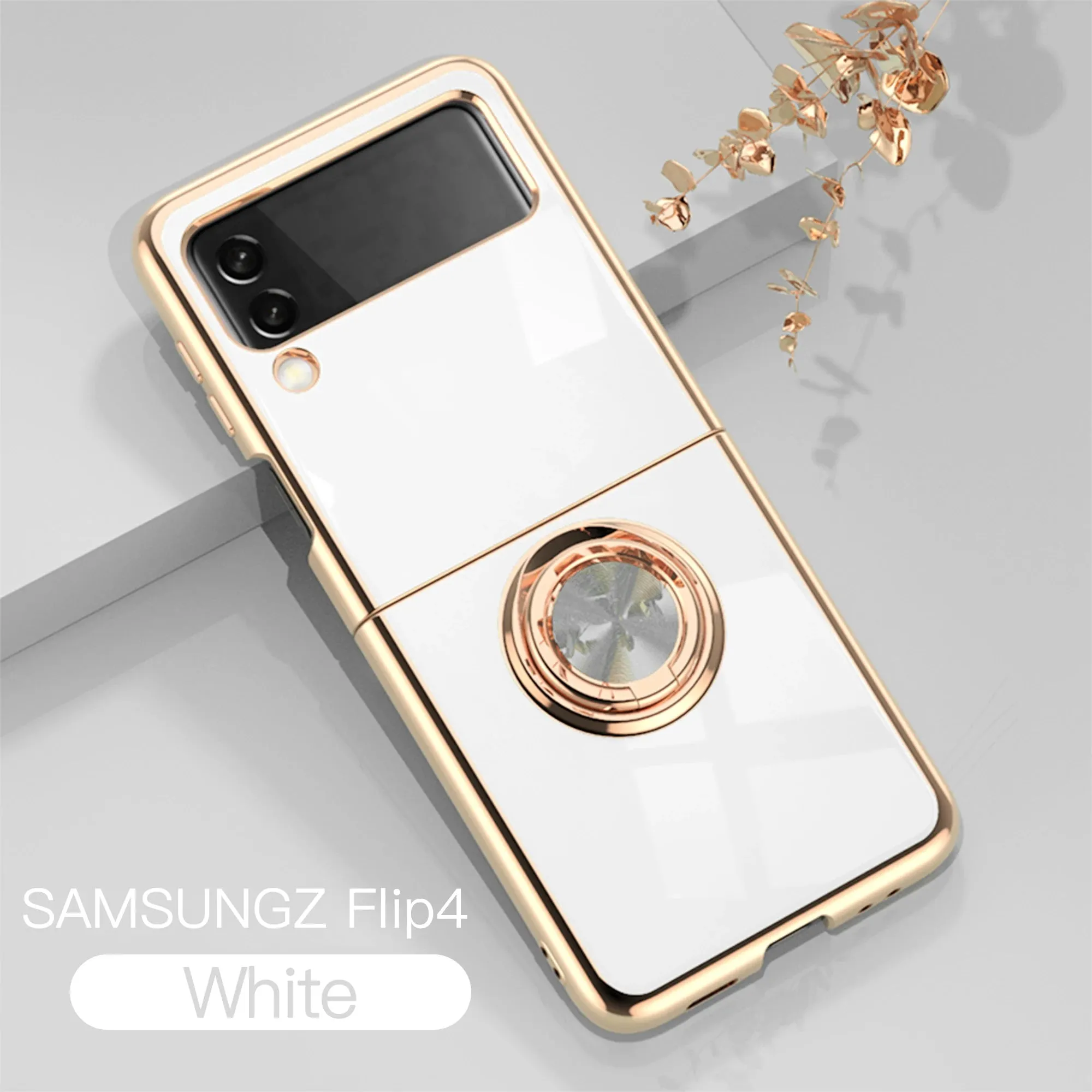 New 6d Luxury Soft Plating Flip Cover Mobile Phone Case With Holder For Samsung Galaxy Z Flip 4 Fold4 Flip 3