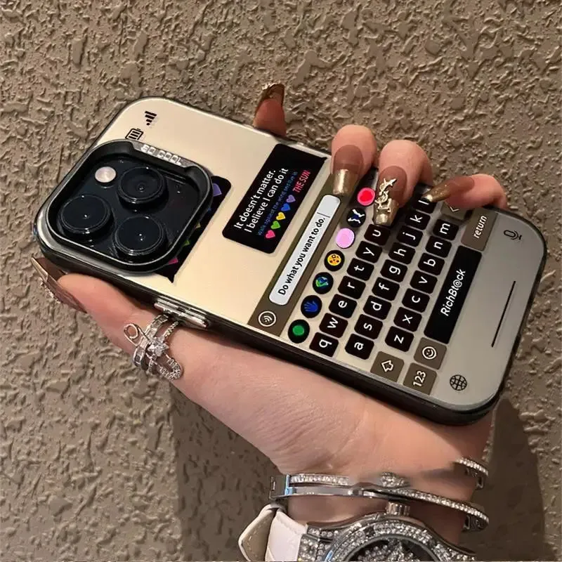 New Design Chatting Frame Phone case For iPhones - Silver Hard Back Shockproof Cover