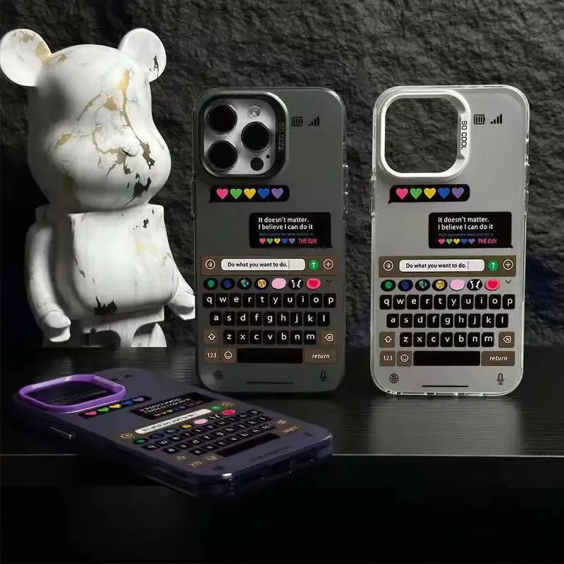 New Design Chatting Frame Phone case For iPhones - Silver Hard Back Shockproof Cover