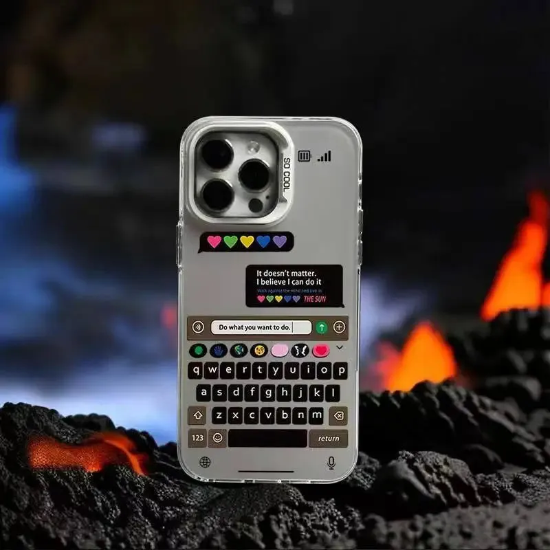 New Design Chatting Frame Phone case For iPhones - Silver Hard Back Shockproof Cover