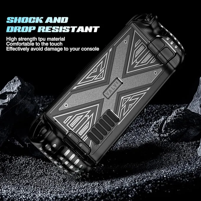 New DLseego X Texture Steam Deck Protective Case Soft TPU Cover Shock-Absorption Anti-Scratch Shell Cool Durable Skin Ergonomics Non-Slip Grip - X Frosted Black
