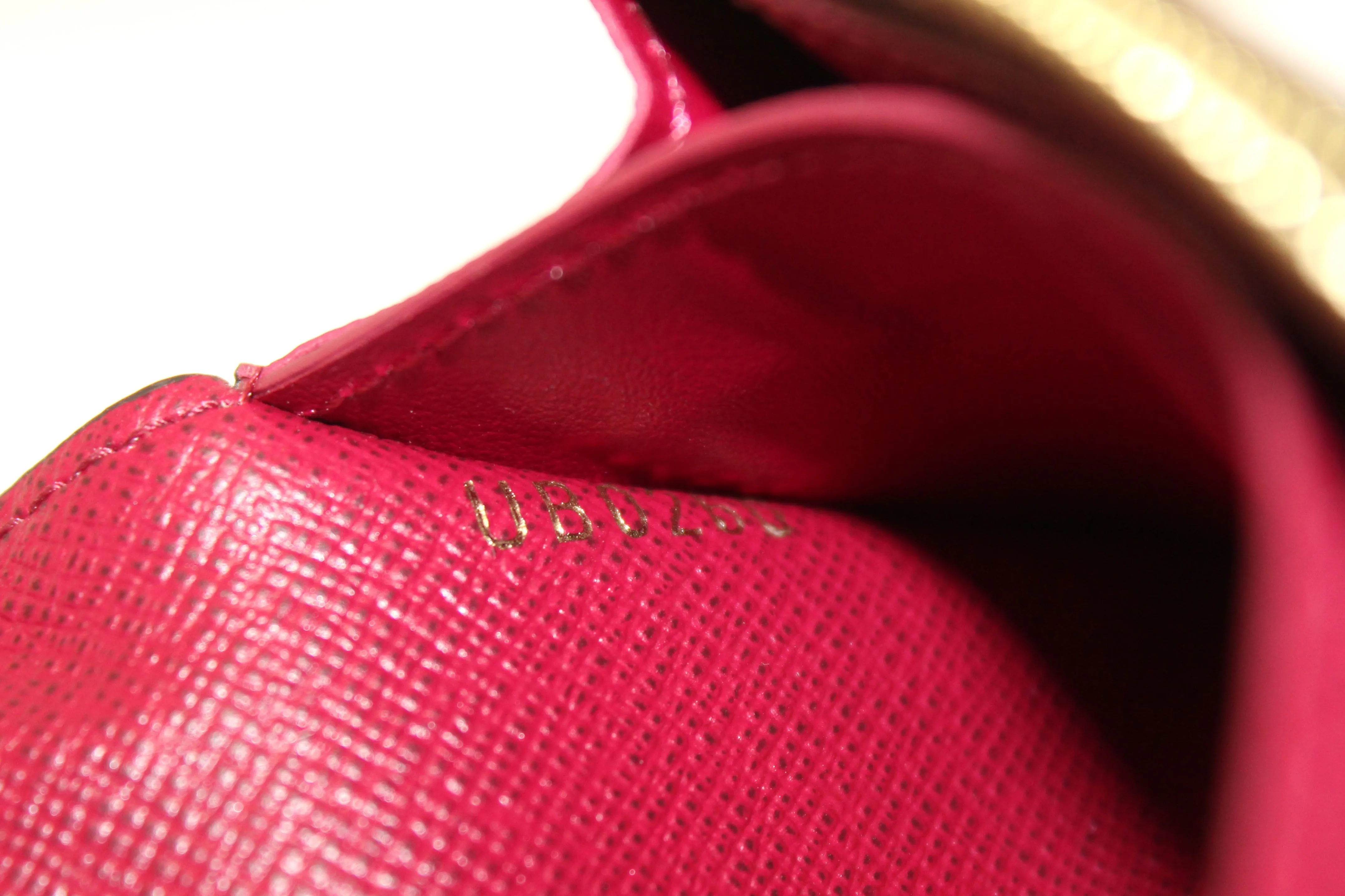 New Louis Vuitton Classic Monogram with Fuchsia Rosalie Coin Card Case Wallet