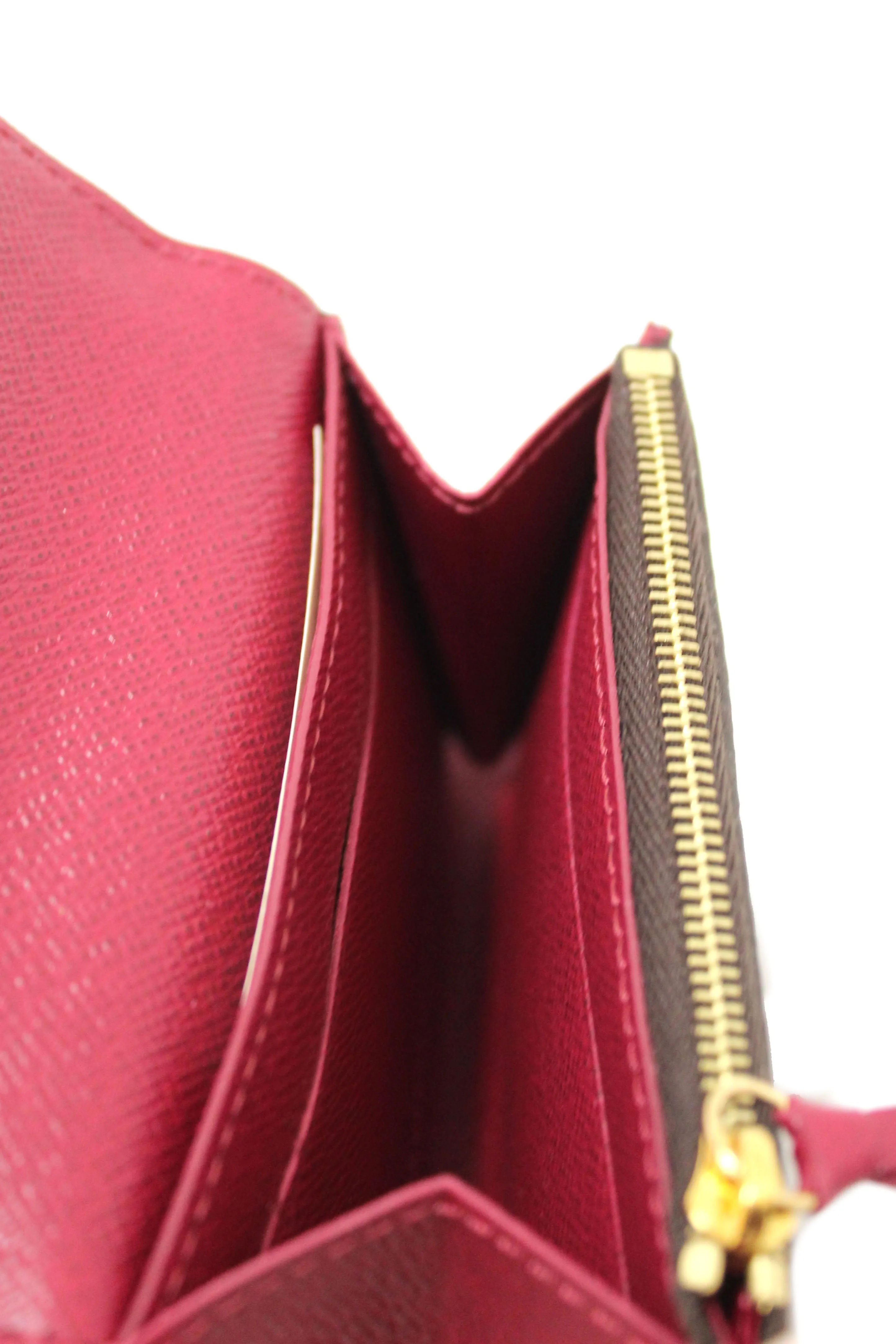 New Louis Vuitton Classic Monogram with Fuchsia Rosalie Coin Card Case Wallet