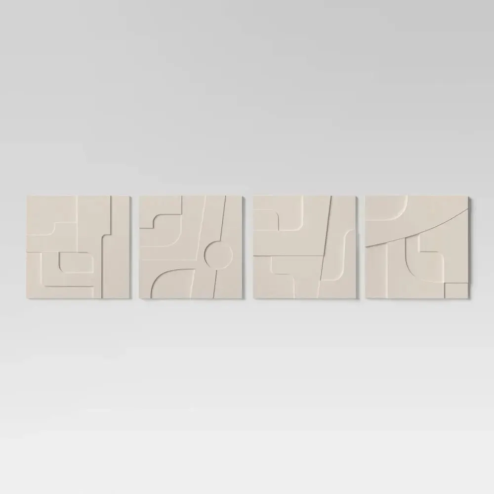New - (Set of 4) 12" x 12" 3D Decorative Graphic Tiles White - Threshold
