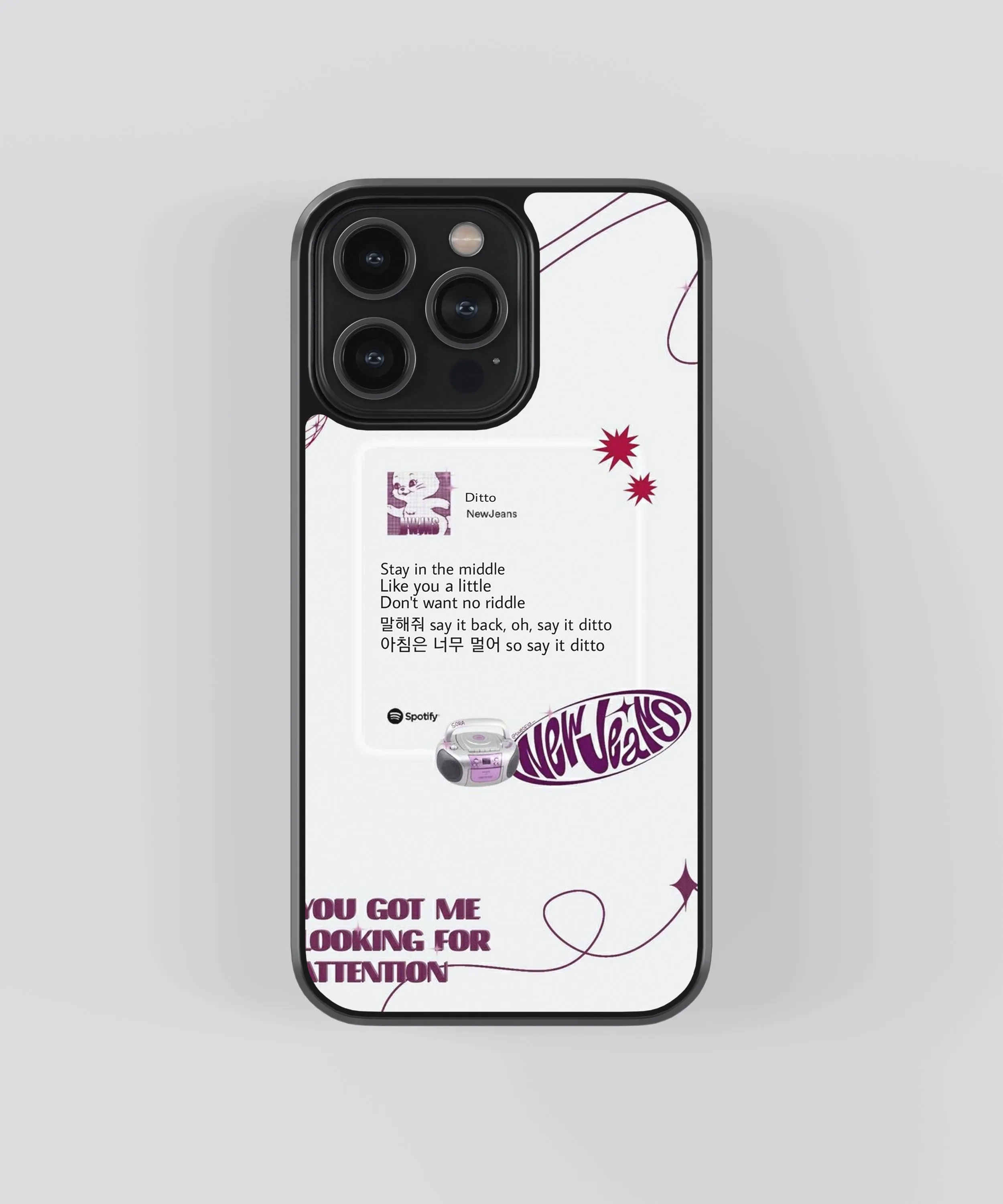 NewJeans Ditto Spotify Glass Phone Case Cover