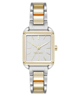 Nine West Womens Square Two-Tone Bracelet Watch