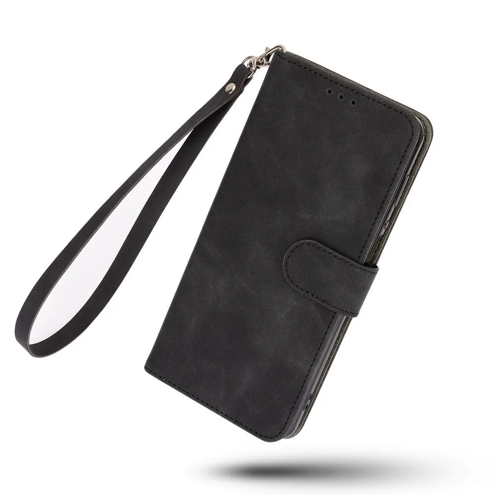 Nothing Phone (1) Leather case flip cover with card holder   wrist strap - Black