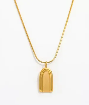 Nude Rose Stainless Steel 18K Gold Arch Style Pendant With Snake Chain #N-039