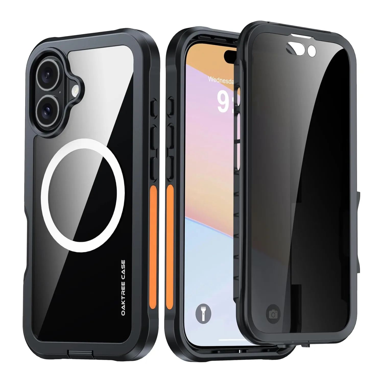 OAKTREE Full-Body Case with Built-in Privacy Screen Protector for iPhone 16 (6.1")