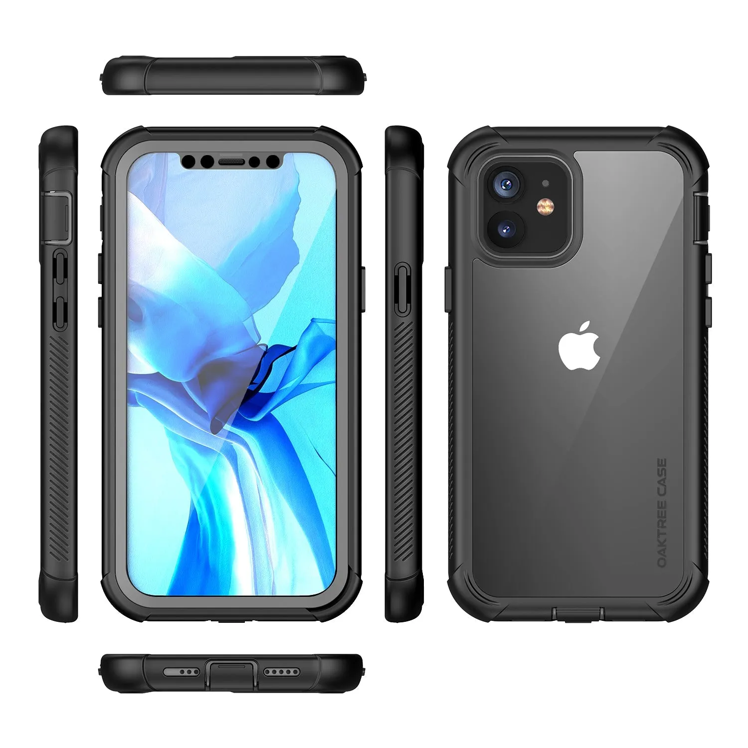 OAKTREE iPhone 12 Pro Full-Body Rugged Clear Case with Built-in Screen Protector