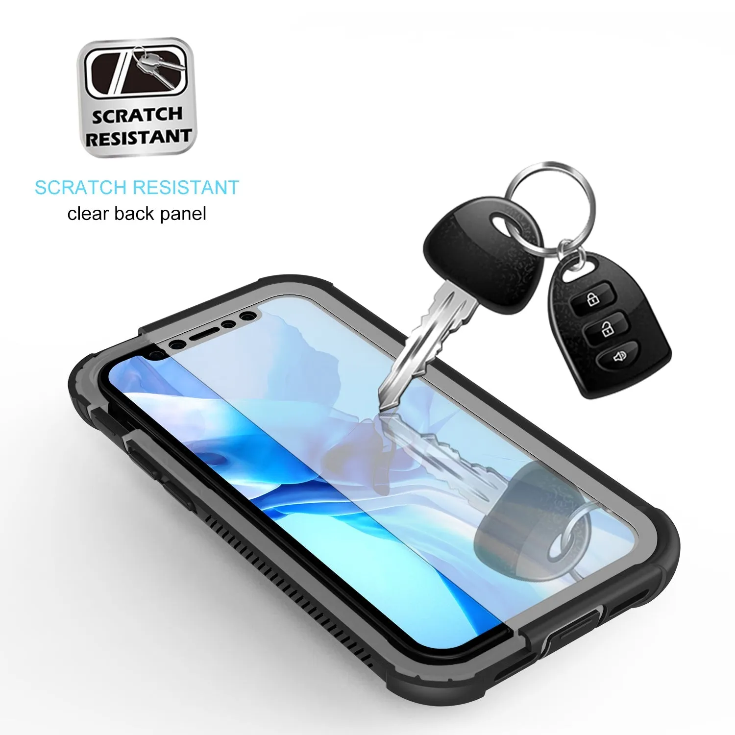 OAKTREE iPhone 12 Pro Full-Body Rugged Clear Case with Built-in Screen Protector