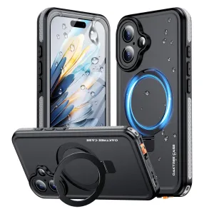 OAKTREE iPhone 16 6.1" Waterproof Full-Body MagSafe Kickstand Case - Black