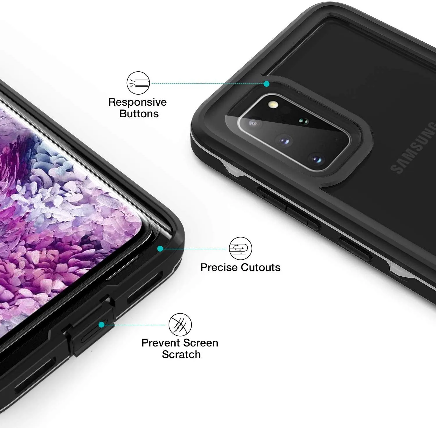 OAKTREE Samsung Galaxy S20 5G Shockproof Waterproof Full-Body Rugged Case - Black/Clear