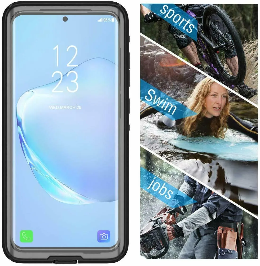 OAKTREE Samsung Galaxy S20 5G Shockproof Waterproof Full-Body Rugged Case - Black/Clear