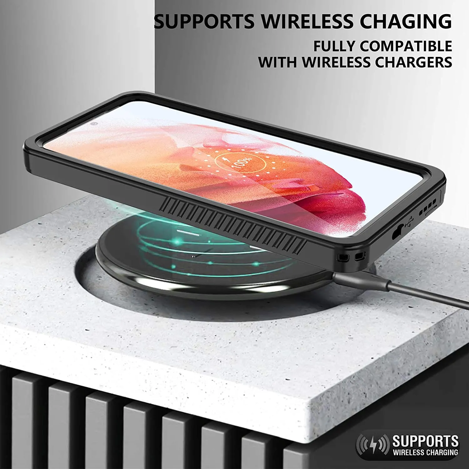 OAKTREE Samsung Galaxy S21  Plus Shockproof Waterproof Rugged Case - Black/Clear