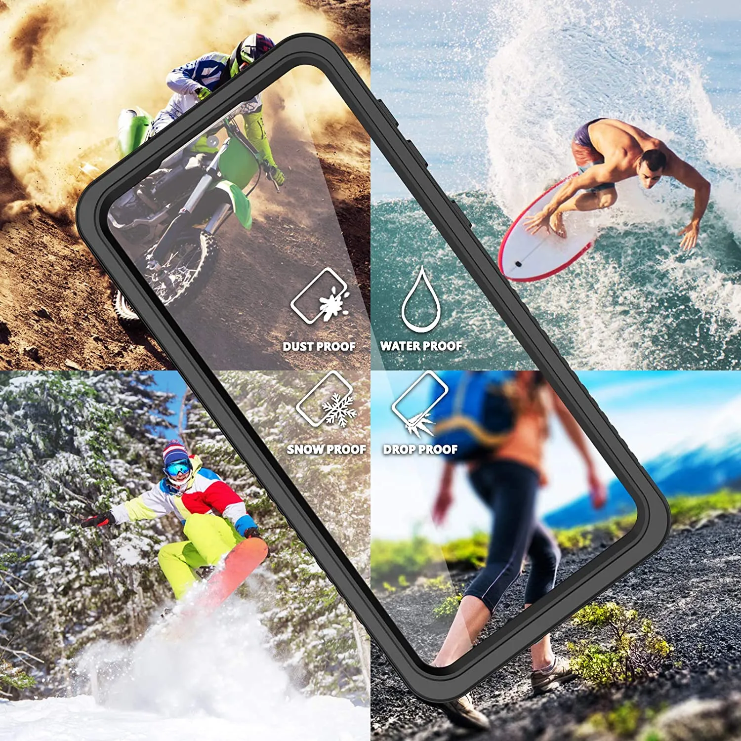 OAKTREE Samsung Galaxy S21  Plus Shockproof Waterproof Rugged Case - Black/Clear