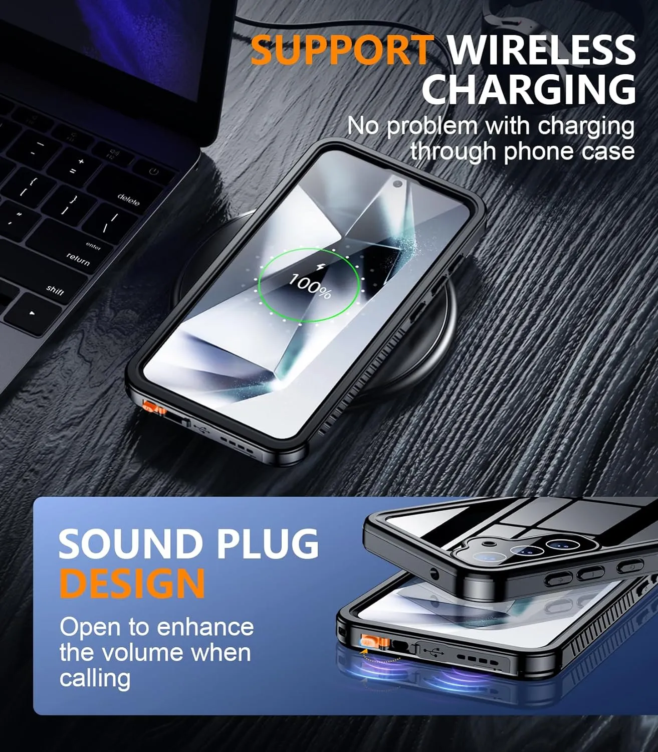 OAKTREE Samsung Galaxy S25 5G 6.2 inch Shockproof Waterproof Full-Body Rugged Case - Black/Clear